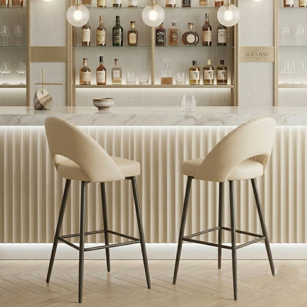 PRITI Home Beige Counter Height Bar Stool | Modern Kitchen Island & Breakfast Counter Chair