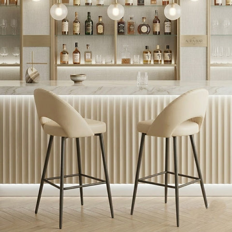 PRITI Home Beige Counter Height Bar Stool | Modern Kitchen Island & Breakfast Counter Chair