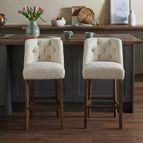 PRITI Home Cream Boucle Bar Stool 