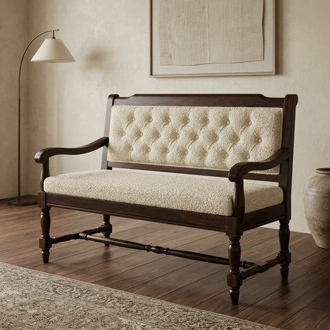 PRITI Home Dark Walnut Sheesham wood bench 