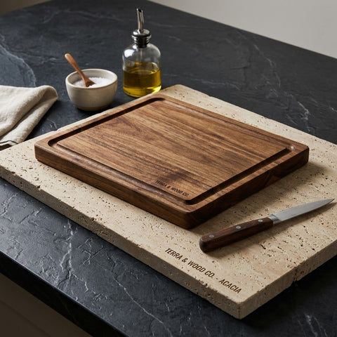 PRITI Home Handcrafted Acacia Wood Charcuterie Board – Wooden Cheese Platter with Natural Finish