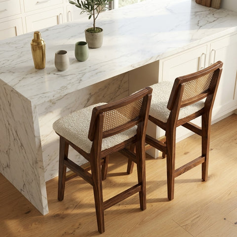 PRITI Home Luxury Cream Boucle Counter Stool 