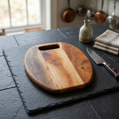 PRITI Home Natural Acacia Wooden Cutting Board | Chopping & Serving Platter