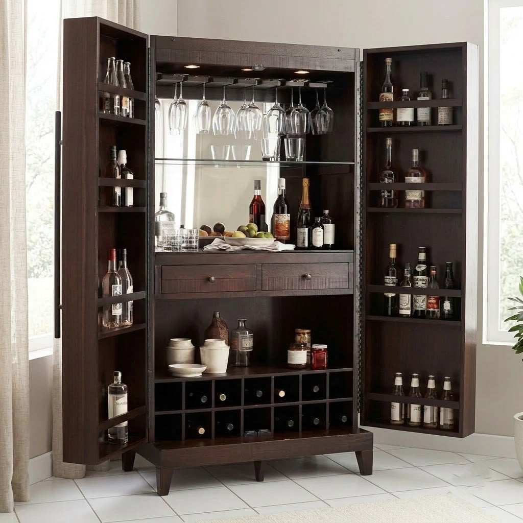 PRITI Home Sheesham Wood Bar Cabinet