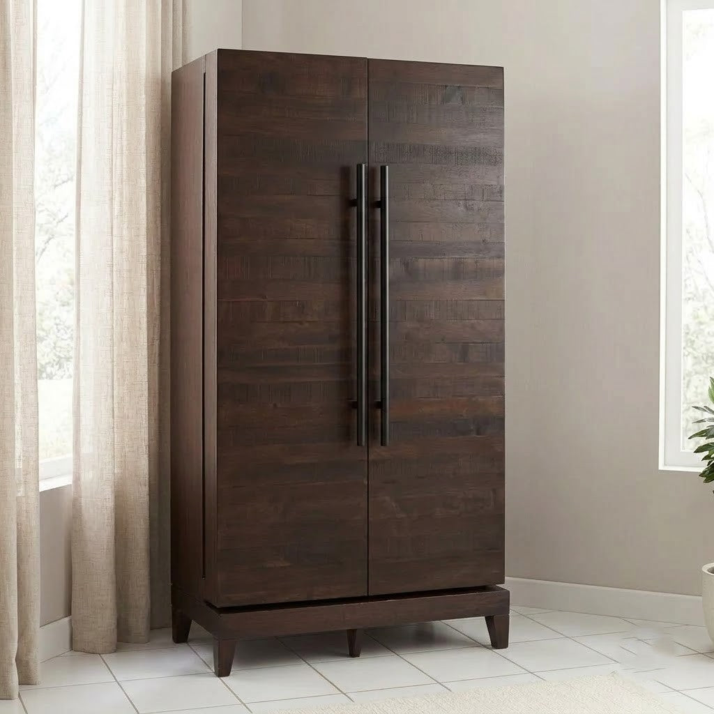 PRITI Home Sheesham Wood Bar Cabinet | Handmade Wooden Home Bar Unit with Bottle & Glass Storage