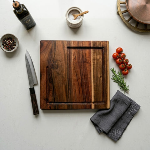 PRITI Home Solid Acacia Wood Cheese Platter – Elegant Serving Tray for Bread, Fruits & Appetizers
