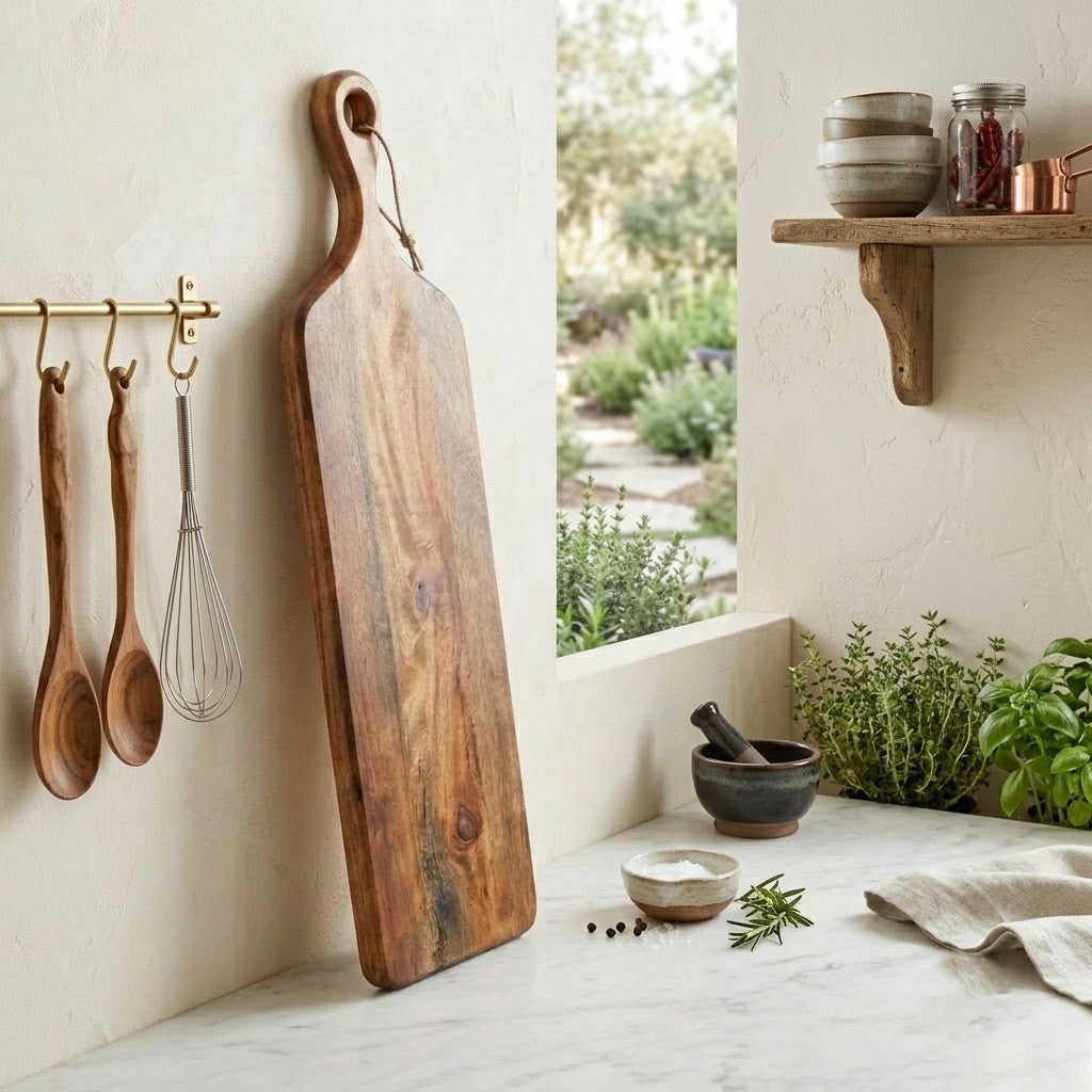 PRITI Home Solid Mango Wood Serving Board | Natural Wooden Platter