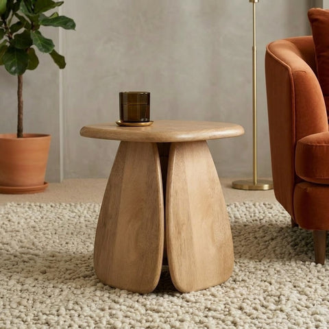PRITI Home Solid Mango Wood Side Table | Modern Wooden End Table for Living Room