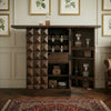 PRITI Home Solid Wood Foldable Bar Cabinet with Wine Storage & Display Shelves