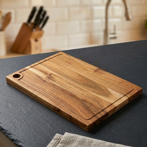 PRITI Home Solid Wooden Chopping Board 17x12 Inch | Multi-Purpose Serving & Cutting Board