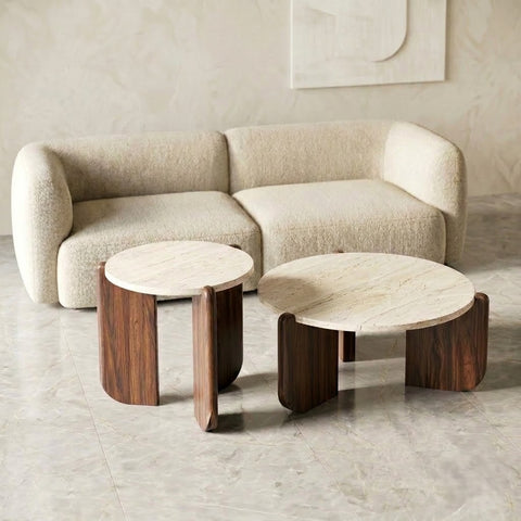 PRITI Home Wabi Sabi Coffee Table – Modern Wooden Center Table