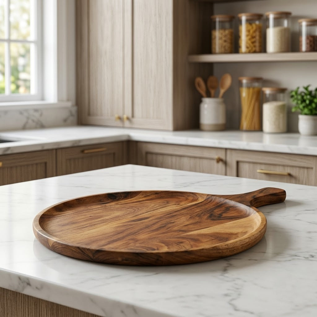 PRITI Home Wooden Pizza Serving Board for Pizza, Bread & Snacks