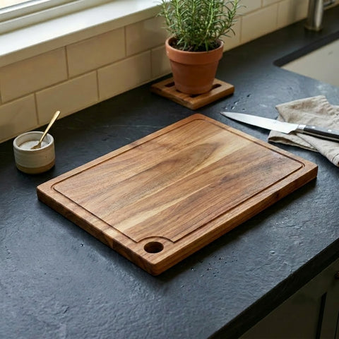 PRITI Home Wooden Serving Board & Platter 17x12 Inch | Premium Natural Wood Chopping Board