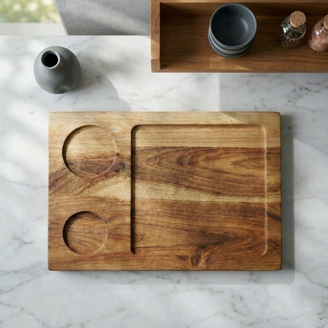 PRITI Home Wooden Serving Board | Snack & Dip Platter