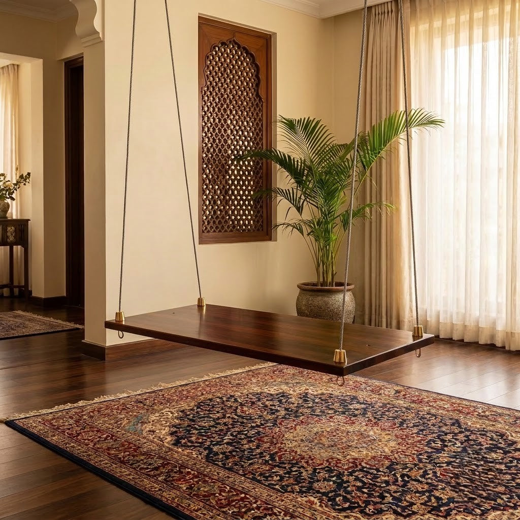 PRITI Honey finish Sheesham wood hanging swing Jhula