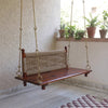 PRITI Honey finish Sheesham wood hanging swing Jhula with woven backrest