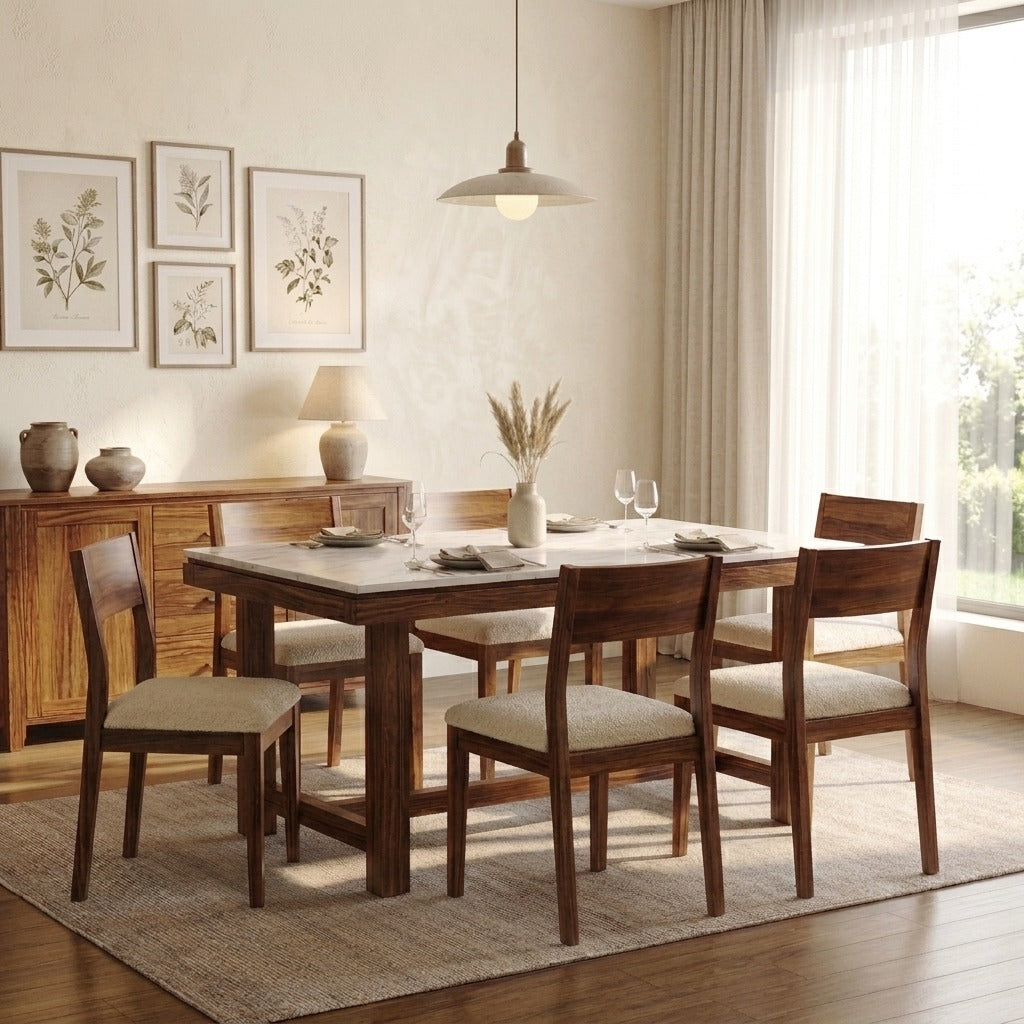 PRITI Luxury 6 Seater Dining Table in Solid Sheesham Wood