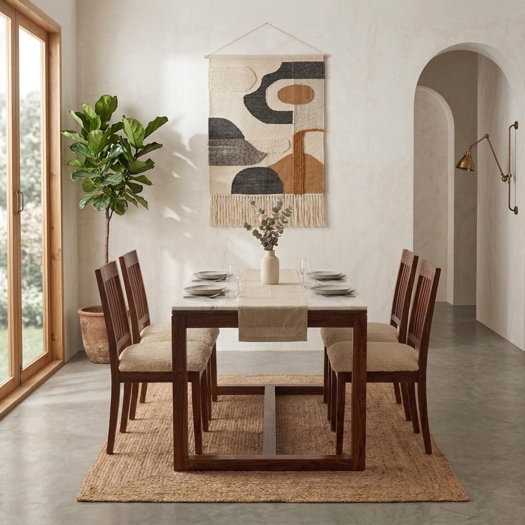 PRITI Luxury Solid Sheesham Wood 6 Seater Dining Set