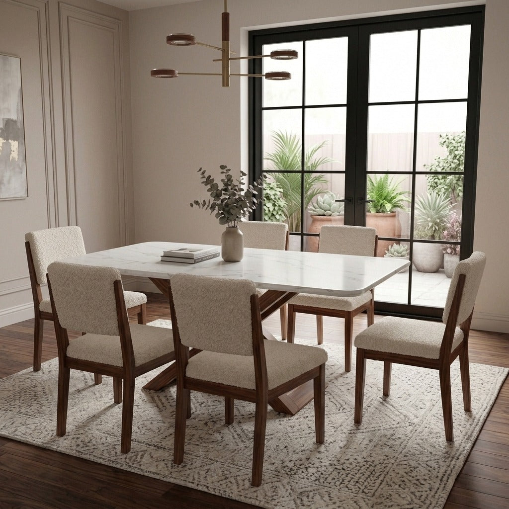 PRITI Luxury Solid Wood Dining Set for Six