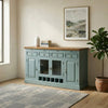 PRITI Luxury Solid Wood Wine Cabinet with Glass Display & Storage