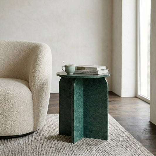 PRITI Luxury Travertine Marble Accent Table for Bedroom
