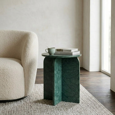 PRITI Luxury Travertine Marble Accent Table for Bedroom