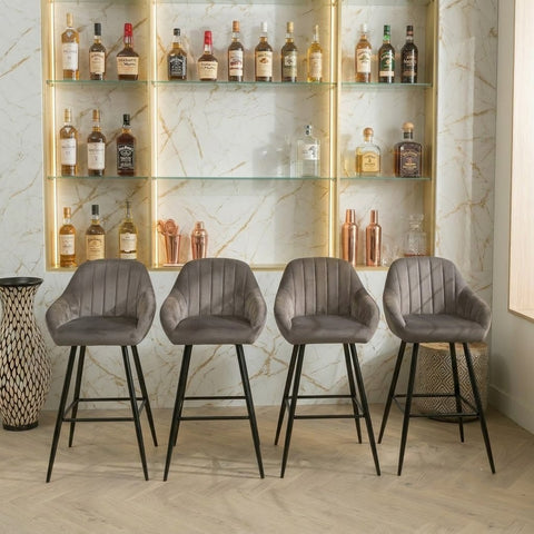 PRITI Luxury Velvet Kitchen Counter Bar Stools with Armrests