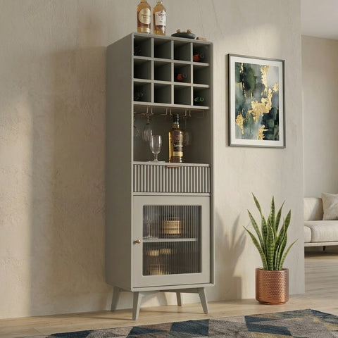 PRITI Mango Wood Bar Cabinet | Solid Wood Home Bar Storage Unit