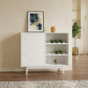 PRITI Mango Wood Bar Cabinet | White Wooden Home Bar Storage Unit