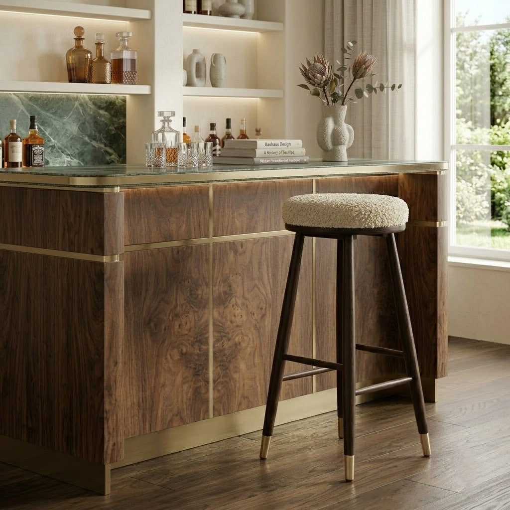 PRITI Mango Wood Bar Stool – Modern Kitchen & Home Seating