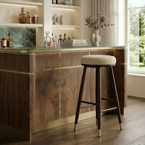 PRITI Mango Wood Bar Stool – Modern Kitchen & Home Seating