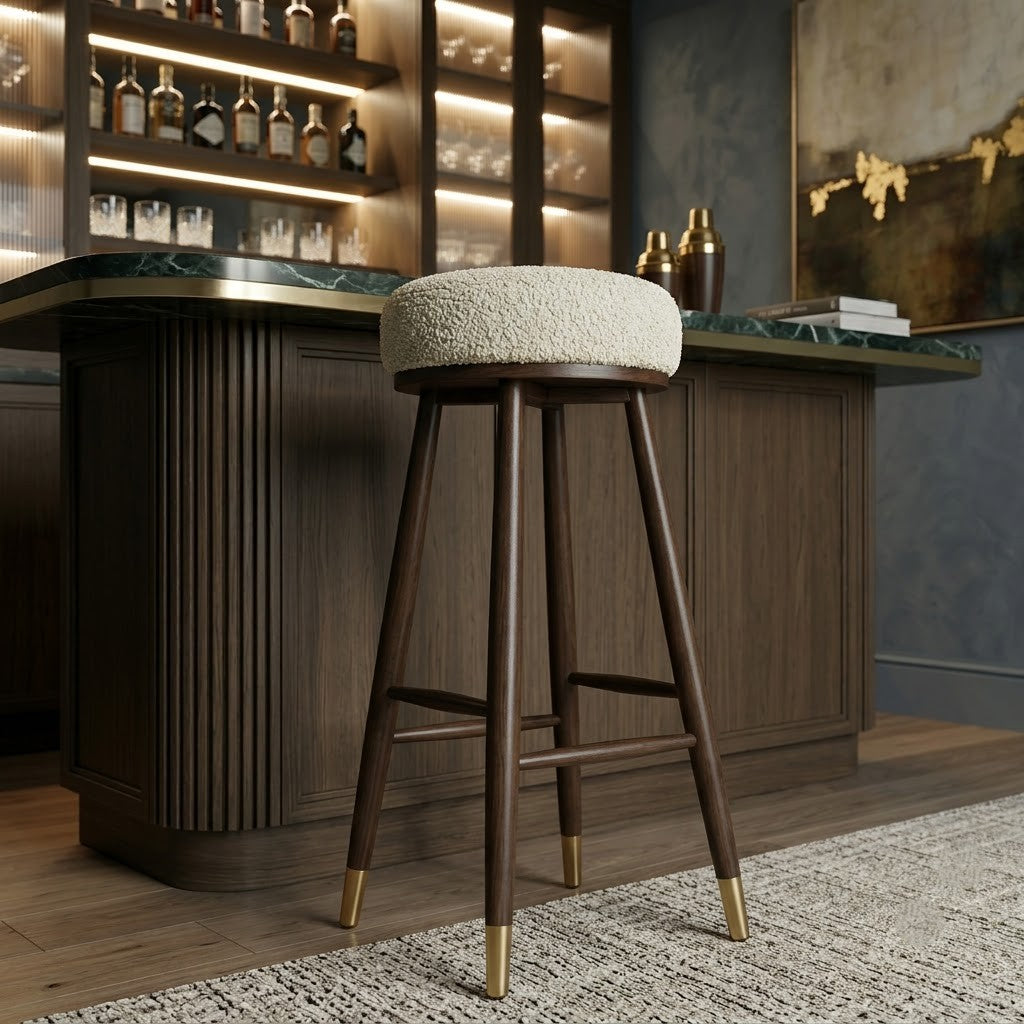 PRITI Mango Wood Counter Height Bar Stool for Kitchen & Home Bar