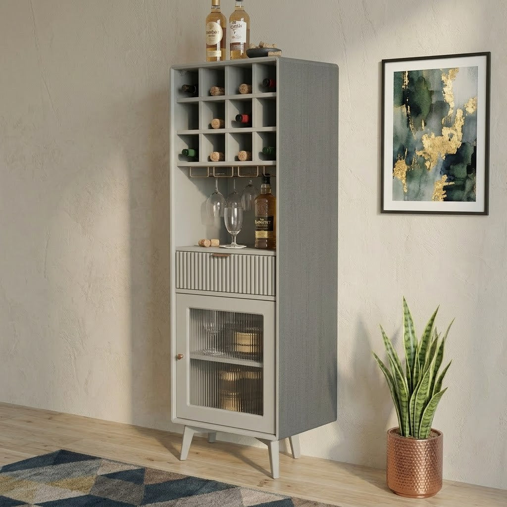 PRITI Mango Wood Drinks Cabinet | Modern Home Bar Storage Furniture