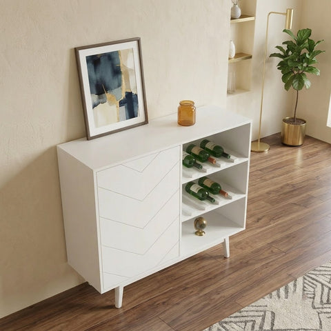 PRITI Mango Wood Drinks Cabinet | Modern Home Bar & Storage Unit