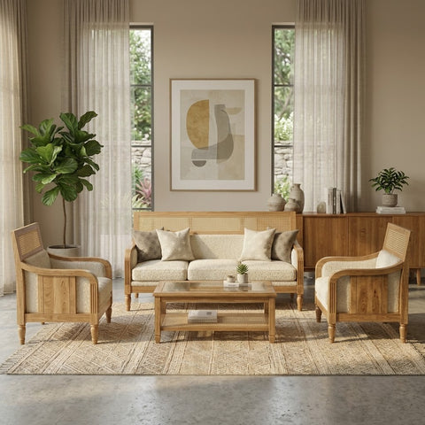 PRITI Mango Wood Sofa Set for Modern Living Rooms