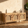 PRITI Mango Wood TV Unit with Arch Design – Modern Living Room Cabinet