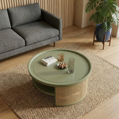 PRITI Mango Wood coffee table with lower open storage shelf