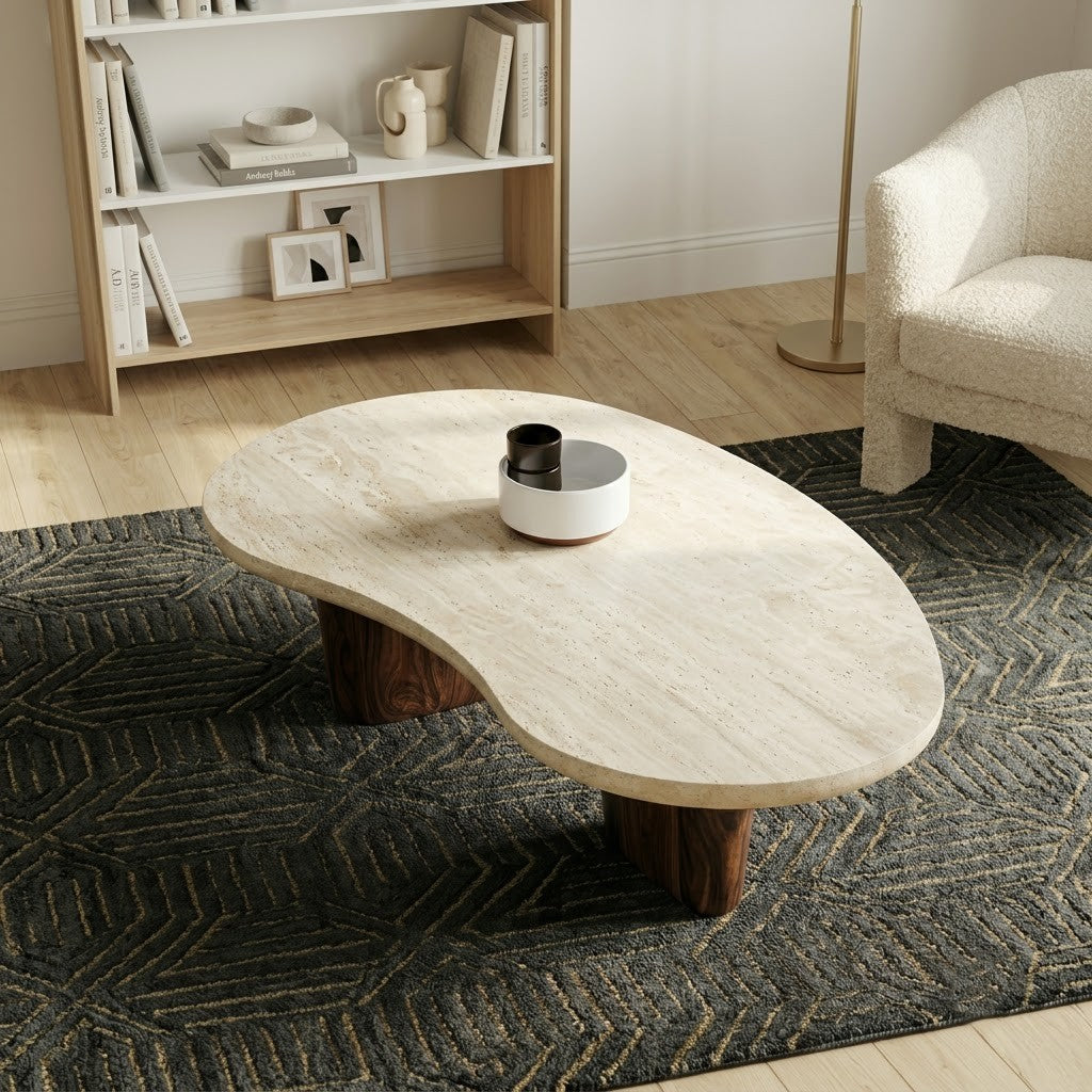 PRITI Modern Coffee Table – Dark Walnut Sheesham Wood Living Room Table