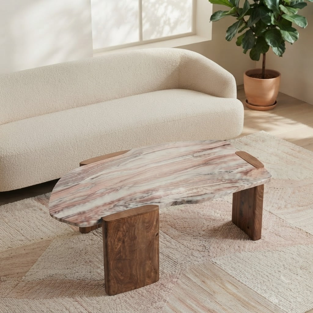 PRITI Modern Coffee Table | Solid Wood Living Room Furniture