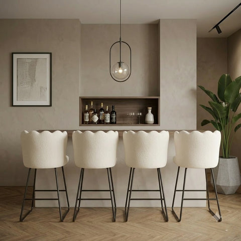 PRITI Modern Cream Counter Height Bar Stools – Set of 4