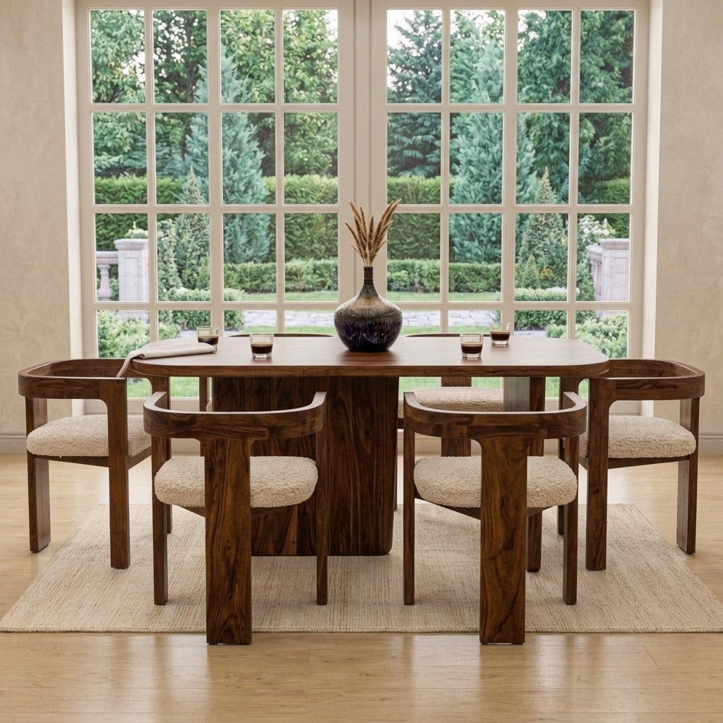 PRITI Modern Dining Table with 6 Attica Chairs for Home