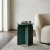 PRITI Modern Round Travertine Marble End Table