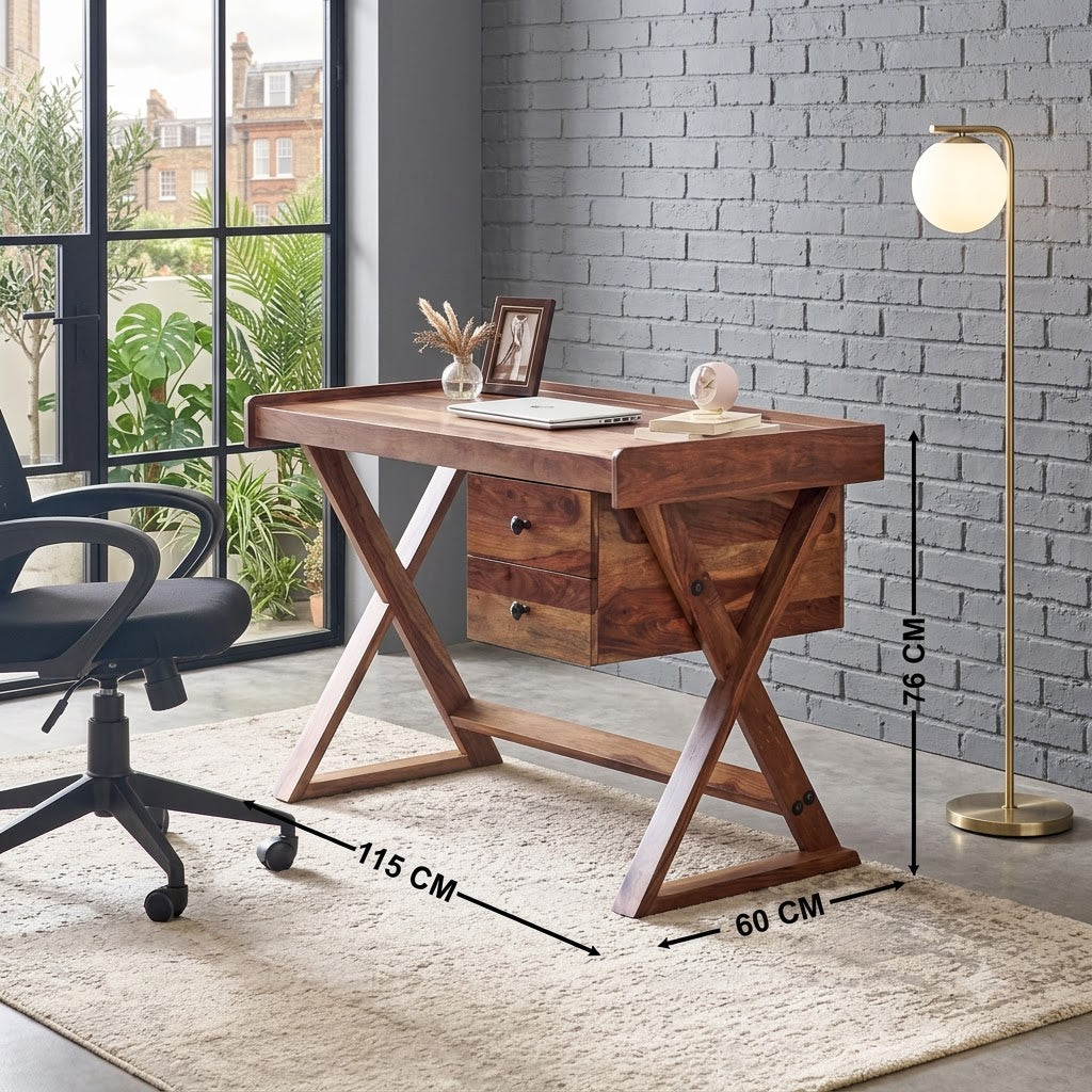 PRITI Modern Sheesham Wood Study Table – Brown