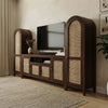 PRITI Modern Sheesham Wood TV Console with Cane Panel Storage for Living Room