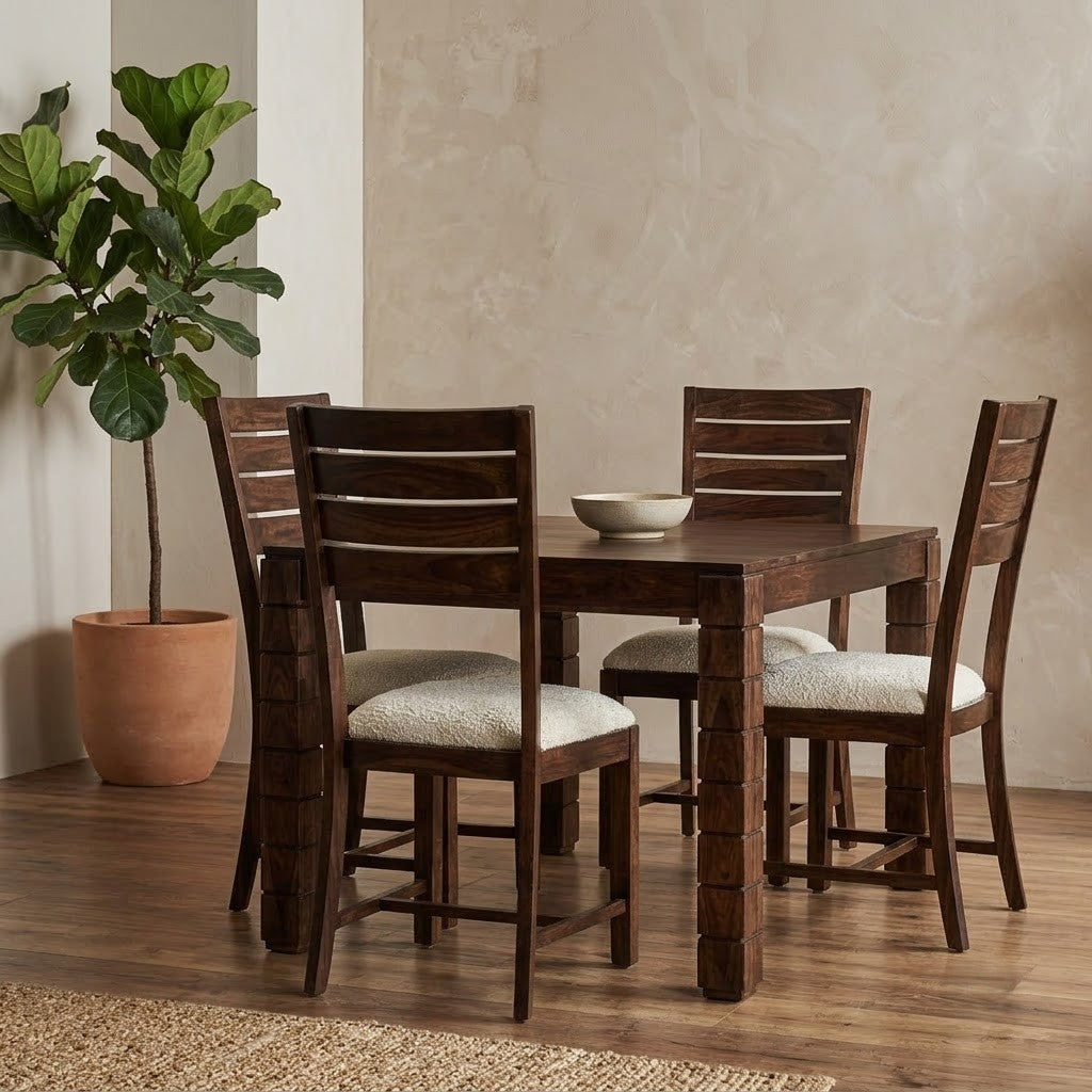 PRITI Modern Solid Wood 4 Seater Dining Table Set for Dining Room