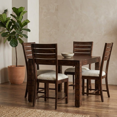 PRITI Modern Solid Wood 4 Seater Dining Table Set for Dining Room