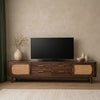 PRITI Modern Wooden Entertainment Unit for 65 Inch TV with Storage