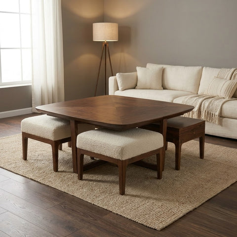 PRITI Modern Wooden Nested Coffee Table Set