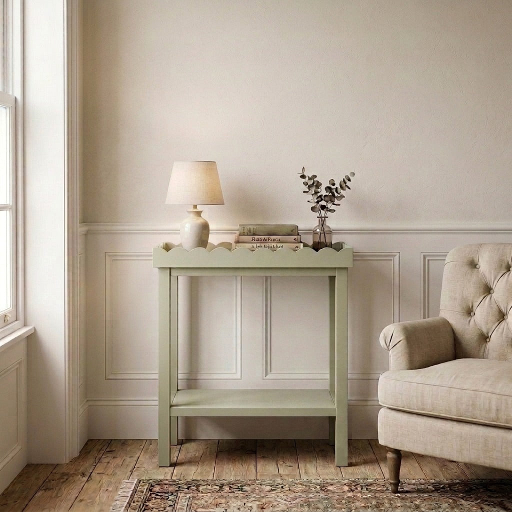 PRITI Moss Green Wooden Side Table