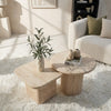 PRITI Nesting Travertine Coffee Table Set – Round & Square Duo